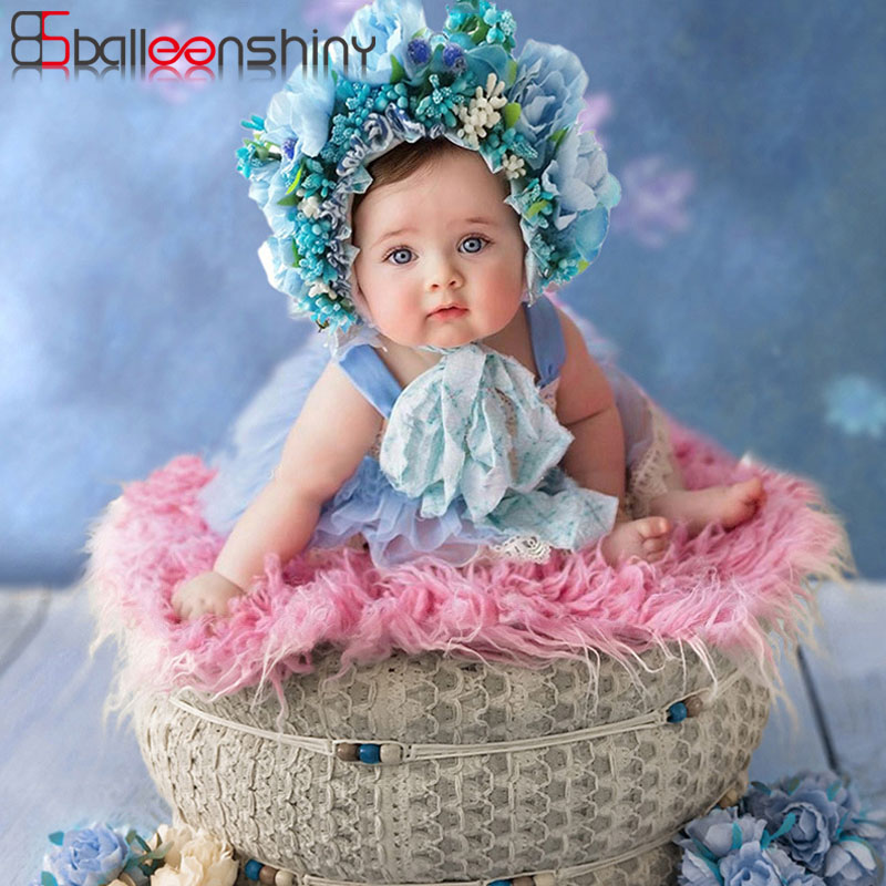 BalleenShiny Baby Headband Baby Girl Headbands Newborn Photograph Props for Full Moon Infant Hair Band Colorful Flower Headwear