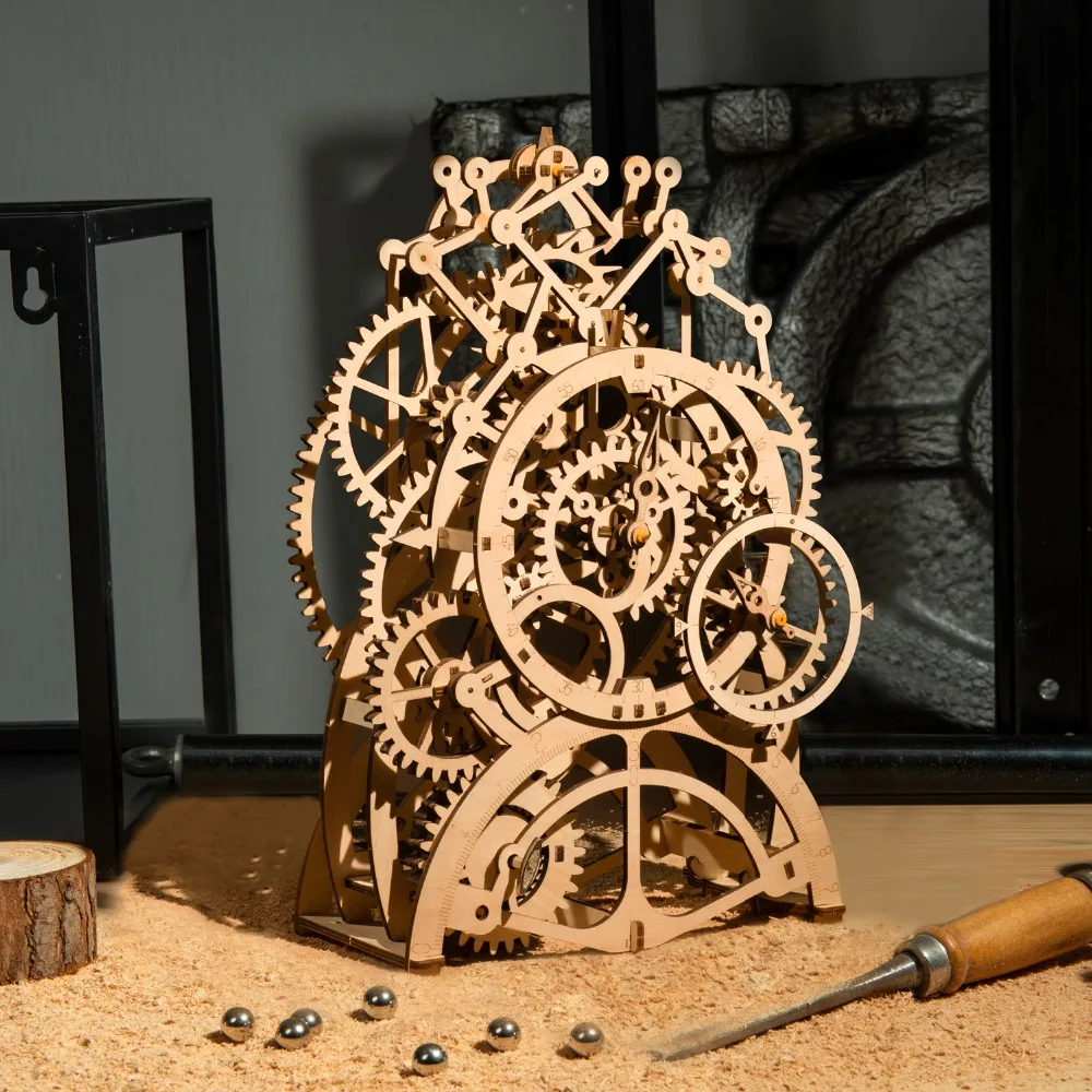 Robotime DIY 3D Wooden Mechanical Puzzle  Model Building Kits Laser Cutting Action by Clockwork Gift