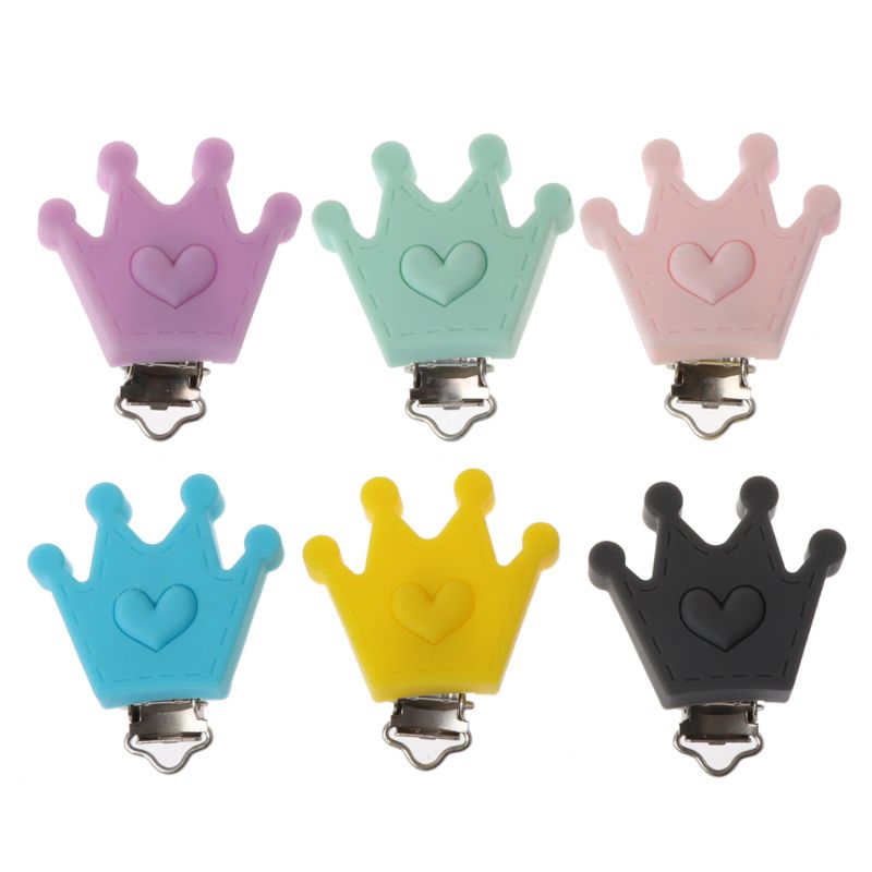 Baby Pacifier Clip Soother Teether Crown Shape Silicone Safe Holder Saliva Towel Support Anti Fall Newborn Infant Feeding