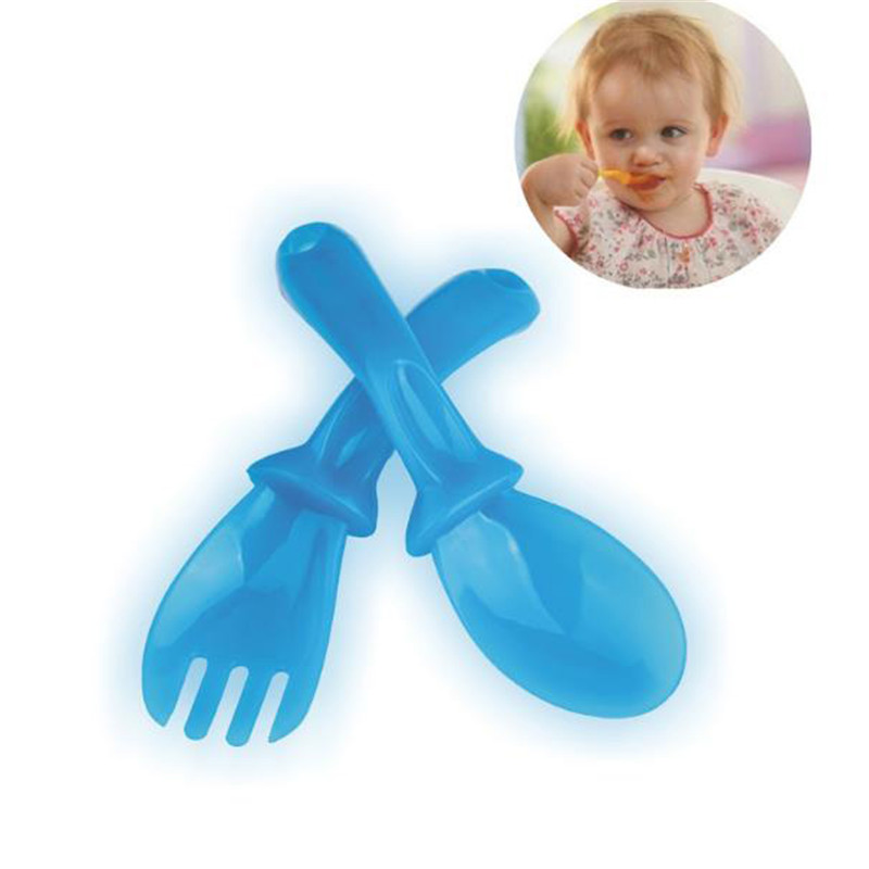 4 Pcs/set Infant Baby Feeding Spoon Fork Set High Quality PP Baby Spoon Flatware Lovely Gifts For Baby Kids
