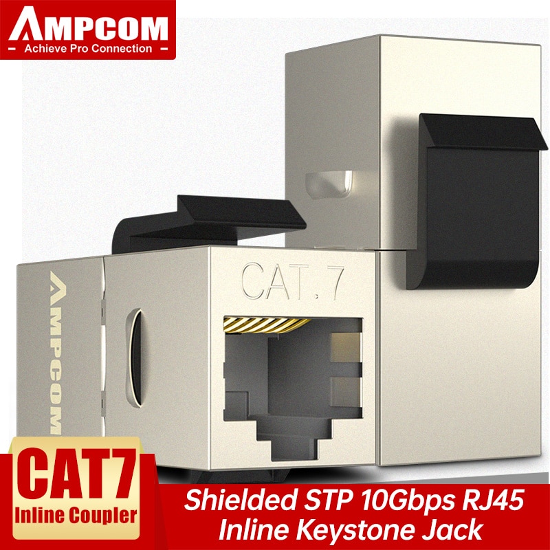 AMPCOM CAT7 RJ45 Inline Coupler Keystone Jack, CAT6A CAT6 CAT5E Shielded rj45 Straight-Through Keystone Module Adapter Couplers