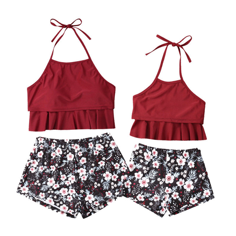 Mommy Girls Family Matching Two-piece Swimsuit Woman Girl Bikini Mother Daughter Swimwear Kid Women Swimsuit