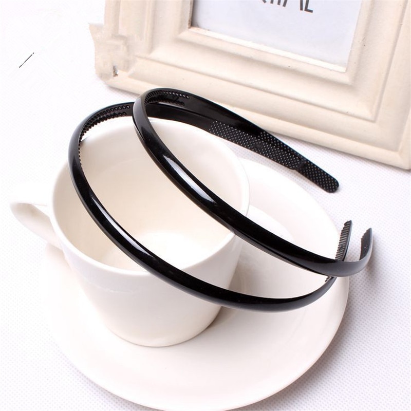 5pieces/lot 8mm Black Color Satin Covered Resin Hairbands,Ribbon Covered Adult Kids Headbands Girl DIY Hair Accessories