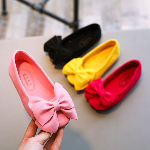 Kids Children Baby Girls Bowknot Princess bow Shoes Flats Causal Dress Party Shoes velvet