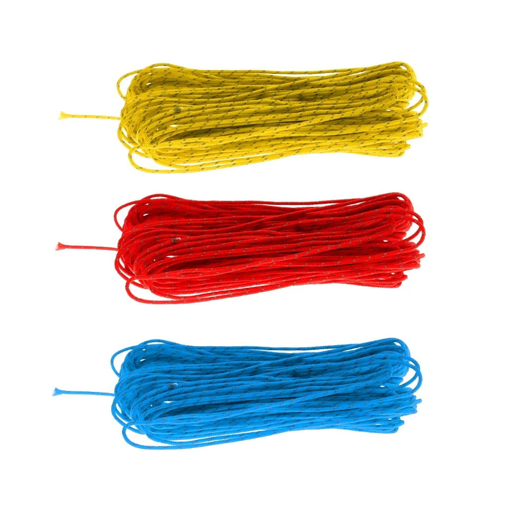 Highly Visible 20M 1.8MM Camping Tent Awning Reflective Guyline Rope Runners Cord - Yellow Tent