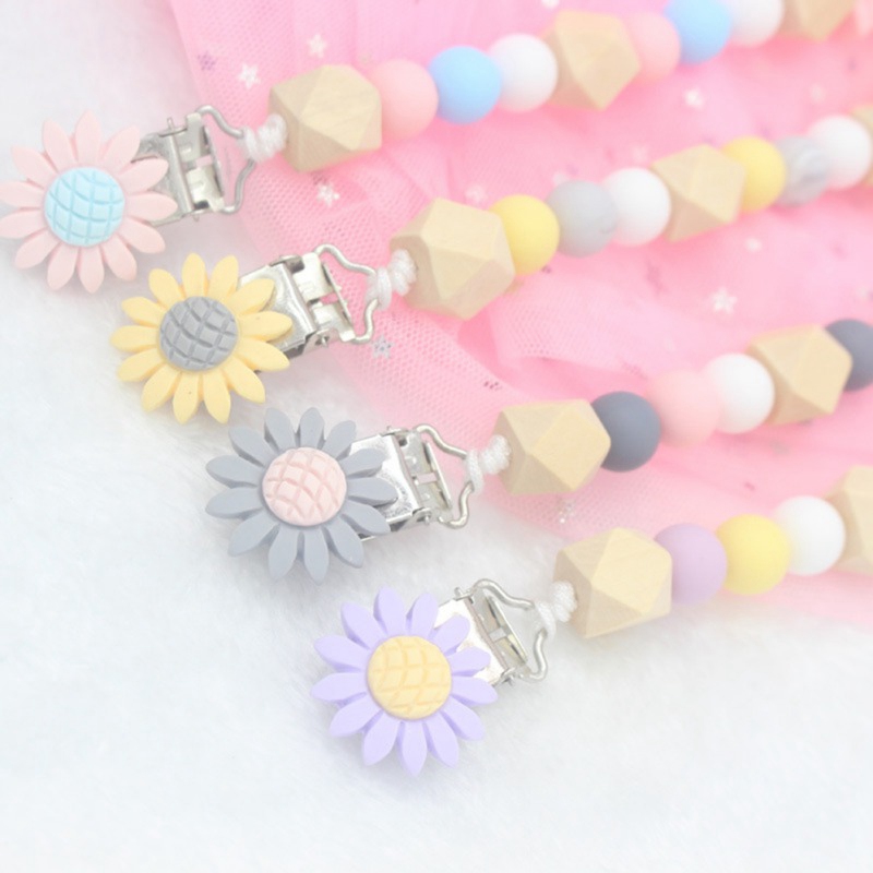 Baby Silicone Bead Chain Infant Silicone Pacifier Chain Nipple Clip Baby Anti-drop Chain