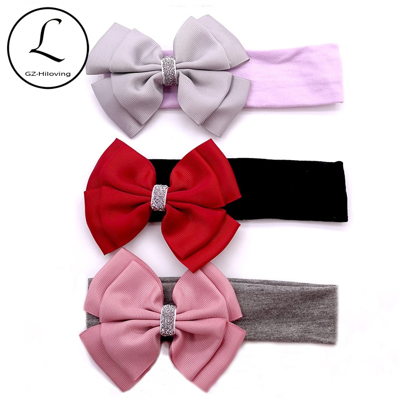GZhilovinL newborn Baby Girls Big Bow knot headbands Cute Stretch Cotton Headwear Hairbands For Toddler Infants Photography gift
