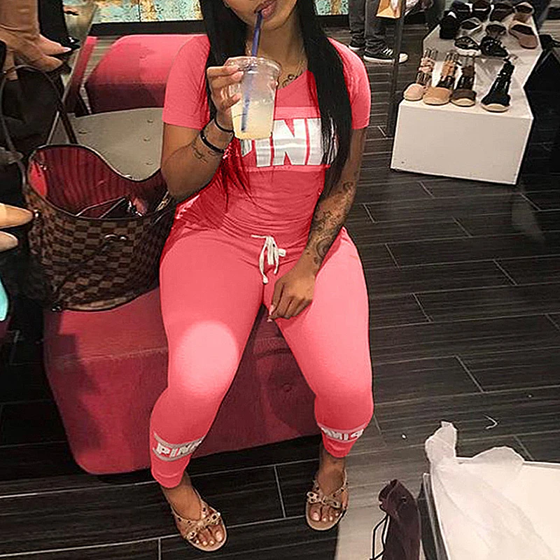 2024 New Casual 2Piece Sets Womens OutfitsSexy Sweatsuit Set Letter Print 3XL Tops And Skinny Pants