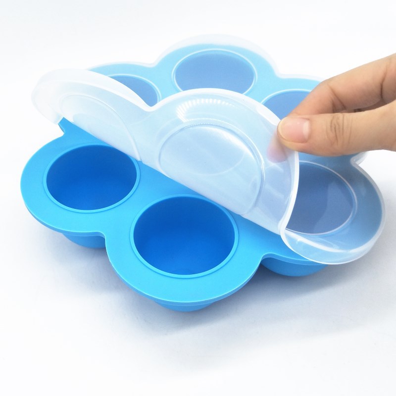 Safety Silicone Baby Food Container 7 Holes Infant Lunch Fruit Breast Milk Storage Box Freezer Tray Crisper Cup Cake Mold T2150