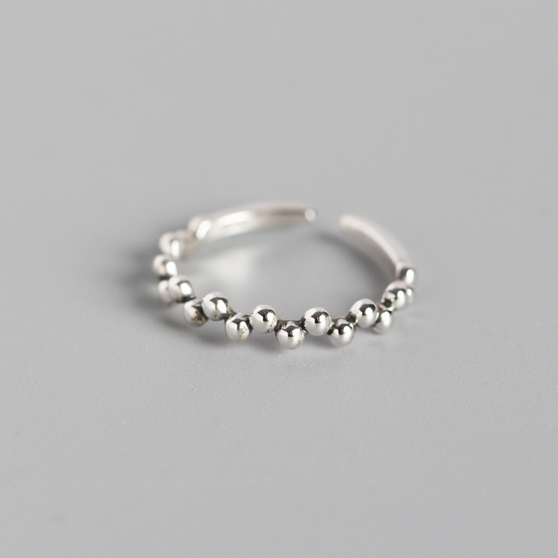 Small &Thin Authentic S925 Sterling Silver FINE Jewelry Beads lucky round Wave Ball Rings adjust C-TYJ0124