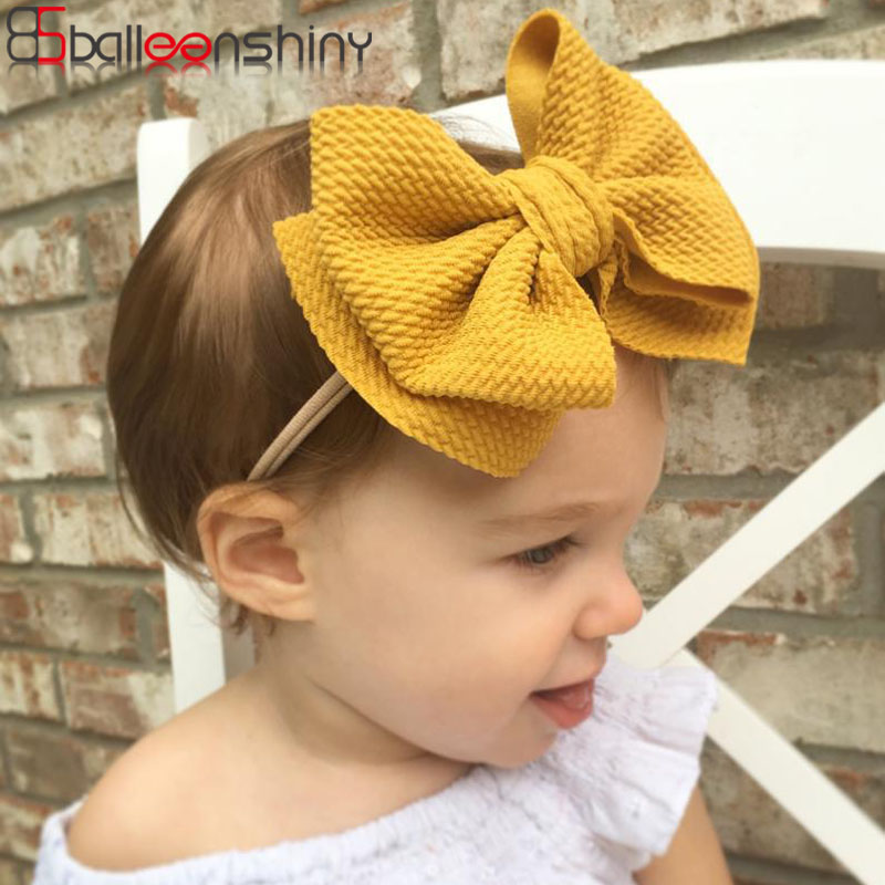 Balleenshiny 2019 New Children's Bowknot Hair Band Baby Headband Headwear Double-layer Bow Elastic Nylon Turban Headdress