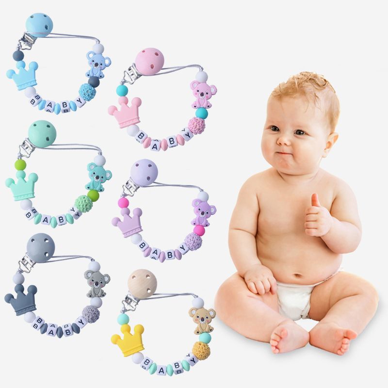 Child Baby Pacifier Chain Soothing Boys Girls Cute Koala Bear Colorful Design Kids Toys