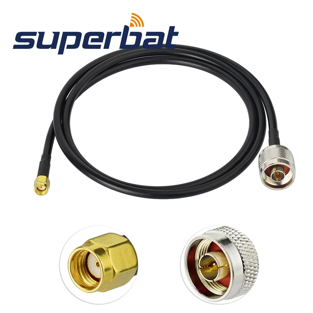 Superbat RP-SMA Male to N Type Plug Antenna Adapter Cable RG58 1m for WiFi Booster Extender AP