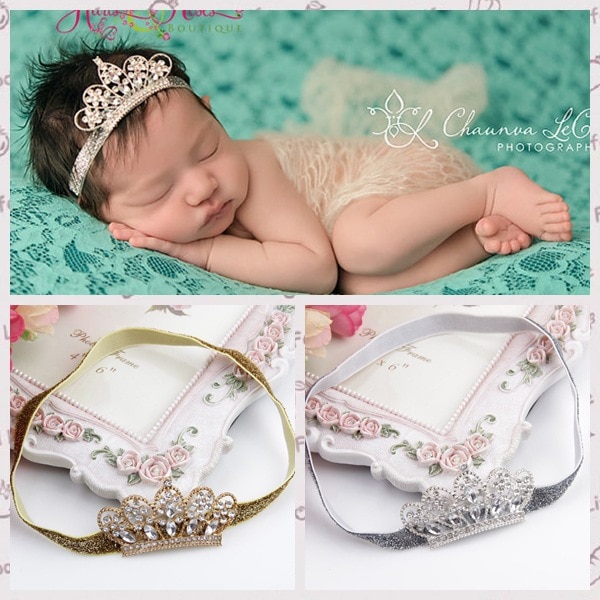 Yundfly Alloy Rhinestone Crown Newborn Headband Tiaras Boutique Crystal Baby Girls Kids Children Hair Accessories Photo Shoot