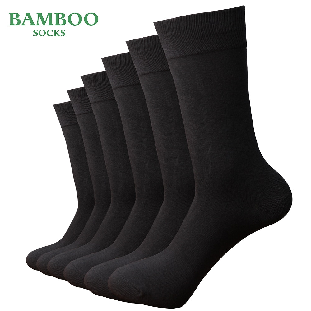 Match-Up Men Bamboo Grey Socks Breathable Anti-Bacterial man Business Dress Socks (6 Pairs/Lot)