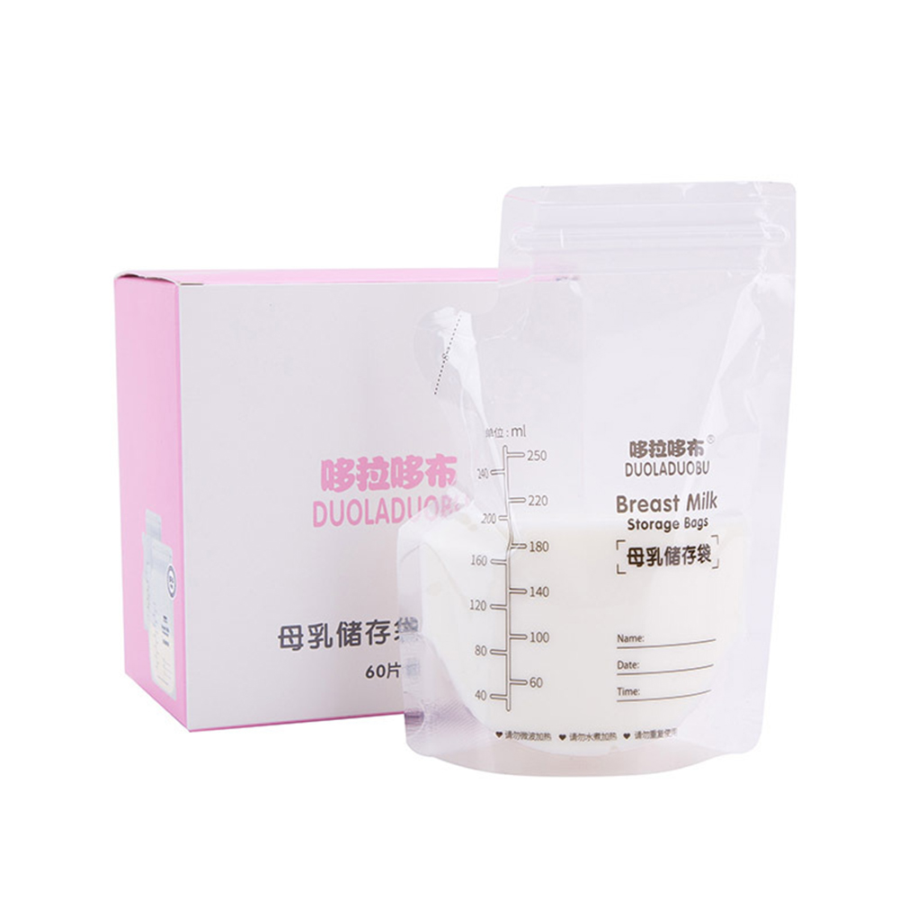 60PCS/Set Disposable Practical Baby Food Storage Breast Milk Storage Bags 250ml Freezer Safe Feeding Bags
