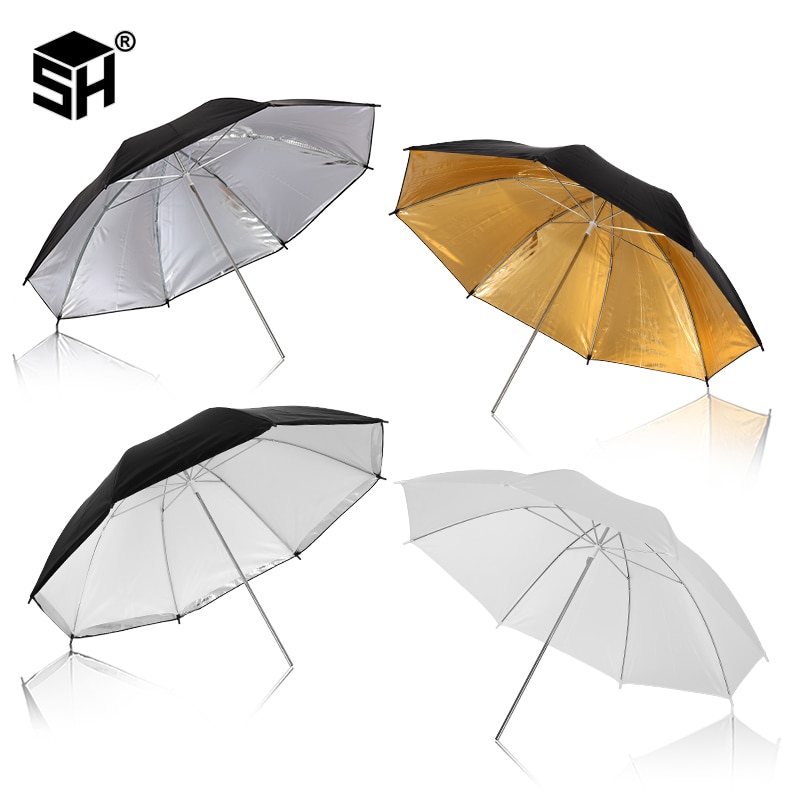 Photo Studio Umbrella Set 33 ' 84 cm White Soft Light Umbrella + Dual-use Reflective Umbrella 4 Pieces Photography Accessor