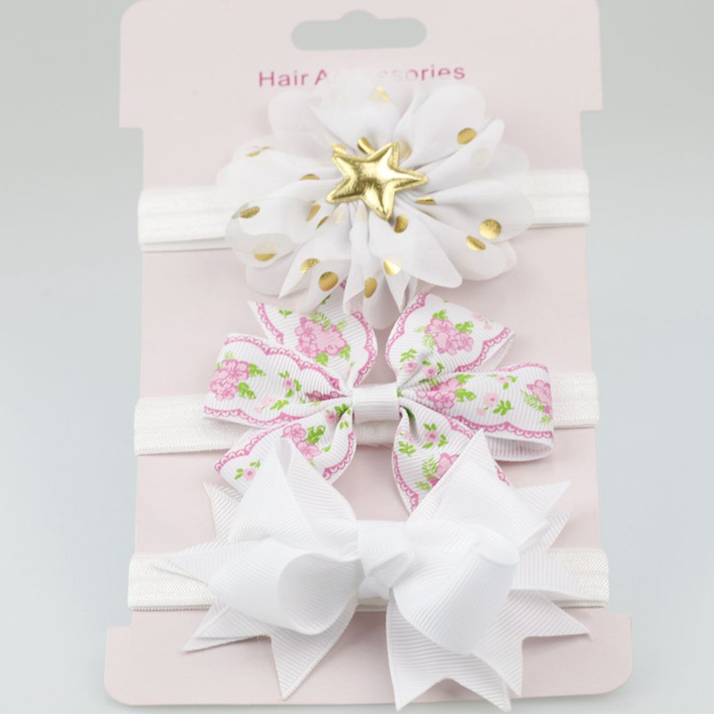 3pcs/lot Elastic Flower Headbands for Baby Girls Hair Accessories Baby Girls Bows Nylon Turban Shiny Rubber Hair Band