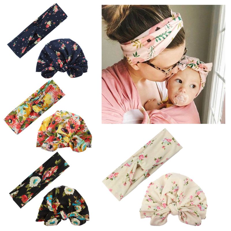 2PCS Mom Mother & Daughter Kids Baby Girl Bow Headband Hair Band Accessories Parent-Child Family Headwear Head Band Headdres