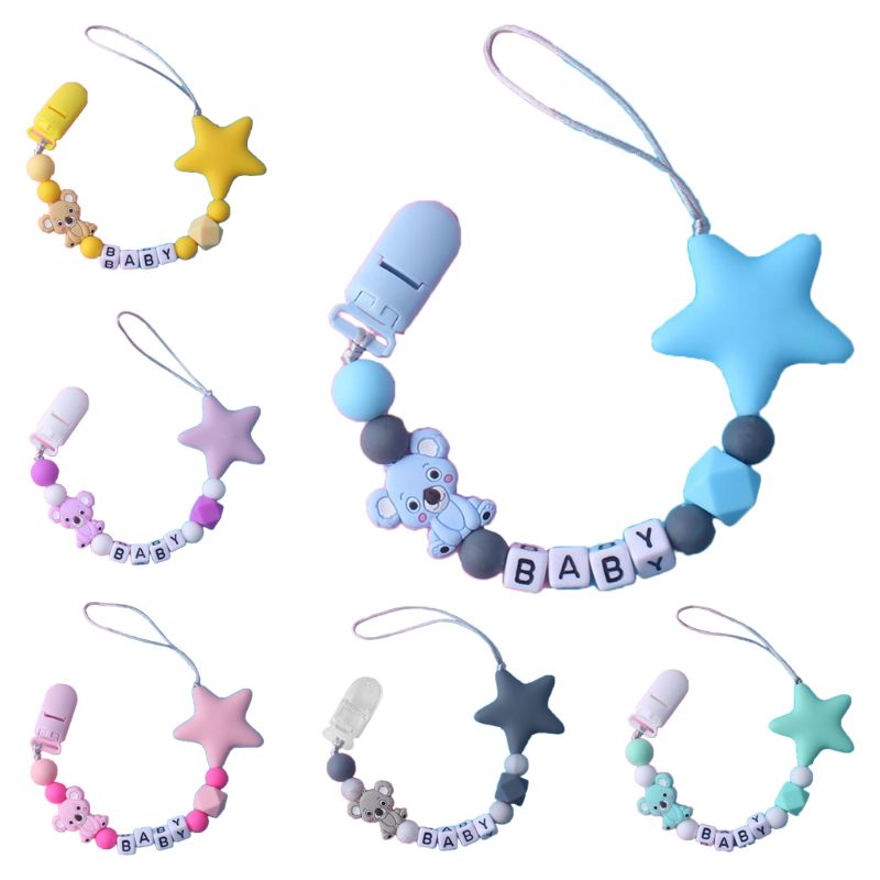 New Infant Pacifier Chain Silicone Clip Appease Baby Supplies Anti-chain Koala Star Modeling Baby Accessories