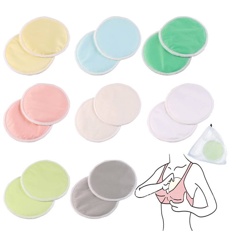 6PCS Reusable Bamboo Breast Pads Organic Bamboo Washable Contoured Feeding Pad Mum Contoured Nursing Pads with 1pc wash bag
