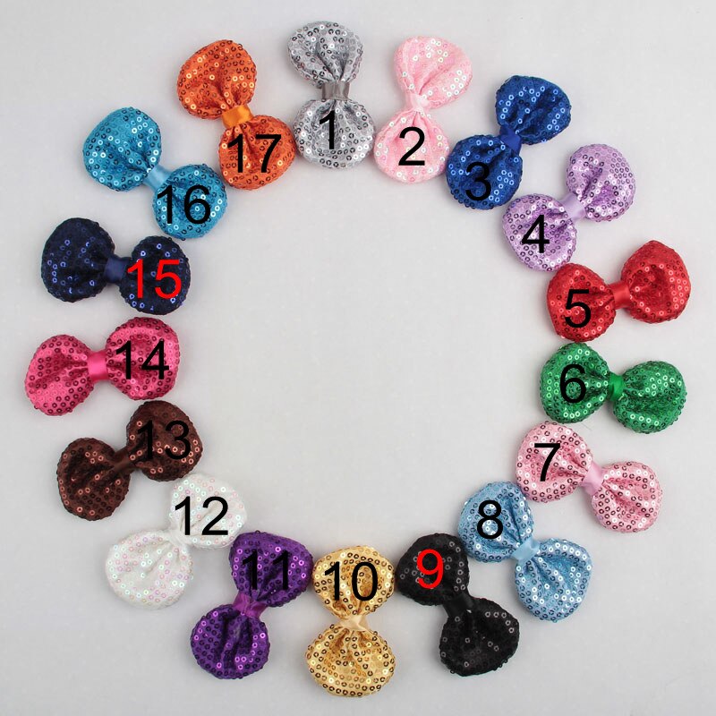 Yundfly 10pcs Handmade Sequin Bows Hair Bow Applique Headband Clips For Kids Girls Hair Accessories