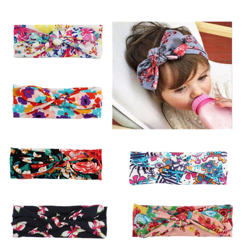 BABY Lovely Bowknot Elastic Head Bands For Baby Girls Headband For Children Tuban Baby Baby Accessories Floral Hair haarbands