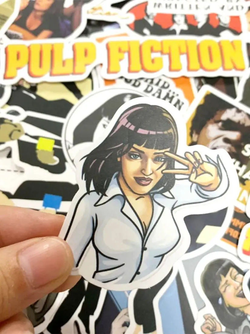 50pcs Classic Movie Pulp Fiction Mix Pattern Shape Graffiti Decals Stickers Pack for Phone Laptop