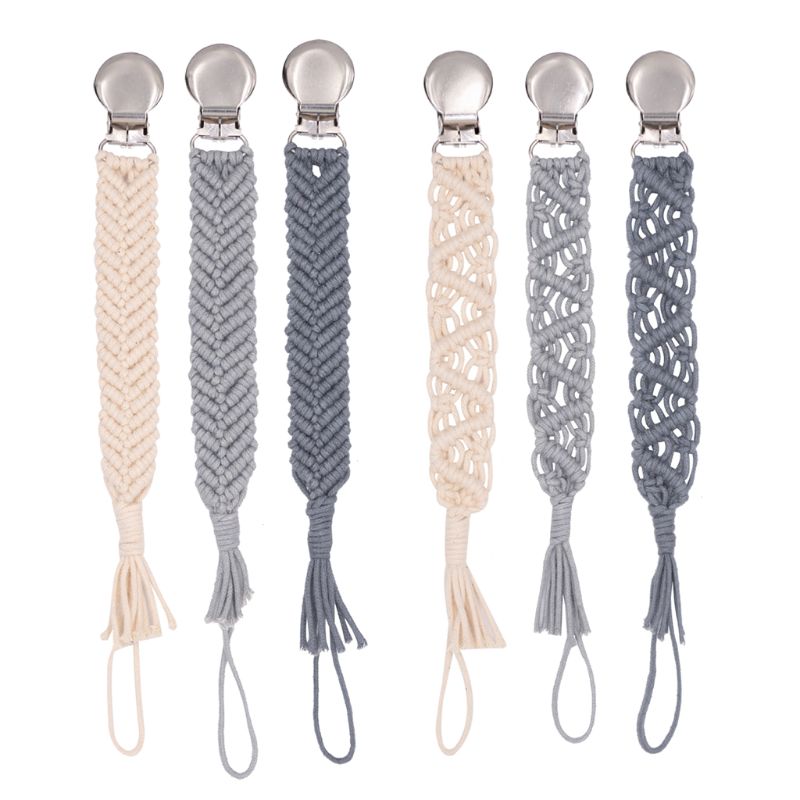 Vintage Simple Crochet Pacifier Clip Baby Cotton Tassel Pacifier Chain for Newborn Teething Soother Chew Toy Dummy Clips