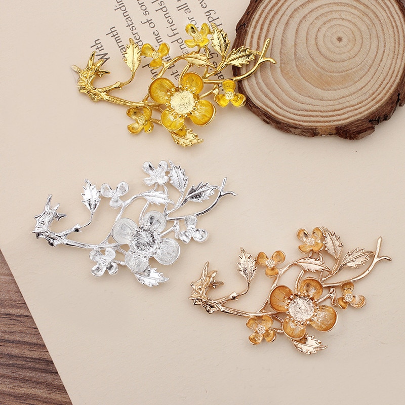 10 PCS 77*47mm Metal Alloy Branch DIY Jewelry Findings KC Gold Color Silver Color Flowers For Jewelry Making