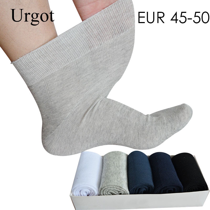 Urgot 5 Pairs Men's Socks Large Plus Big Size 48,49,50 All-match Casual Business Anti-Odor Men Socks Sox Meias Calcetines H
