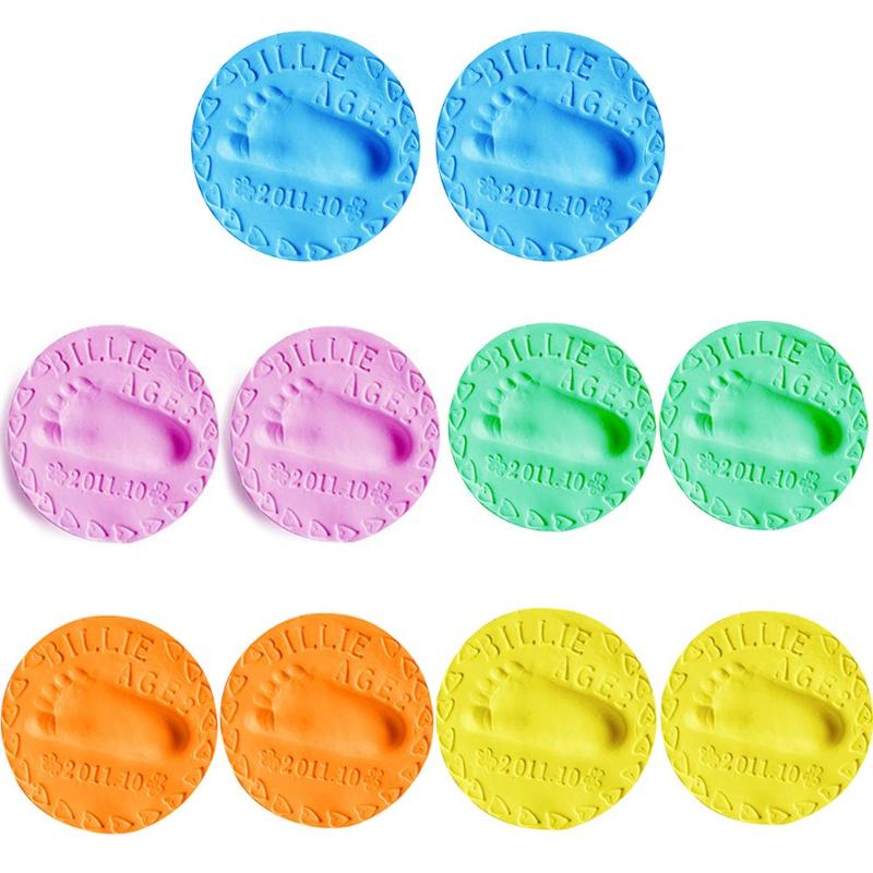 2pcs Newborn Baby Handprint Footprint Makers 0-6M Infant memories Record Ultra-light Clay  Rubber Mud Plasticine Inkpad Access