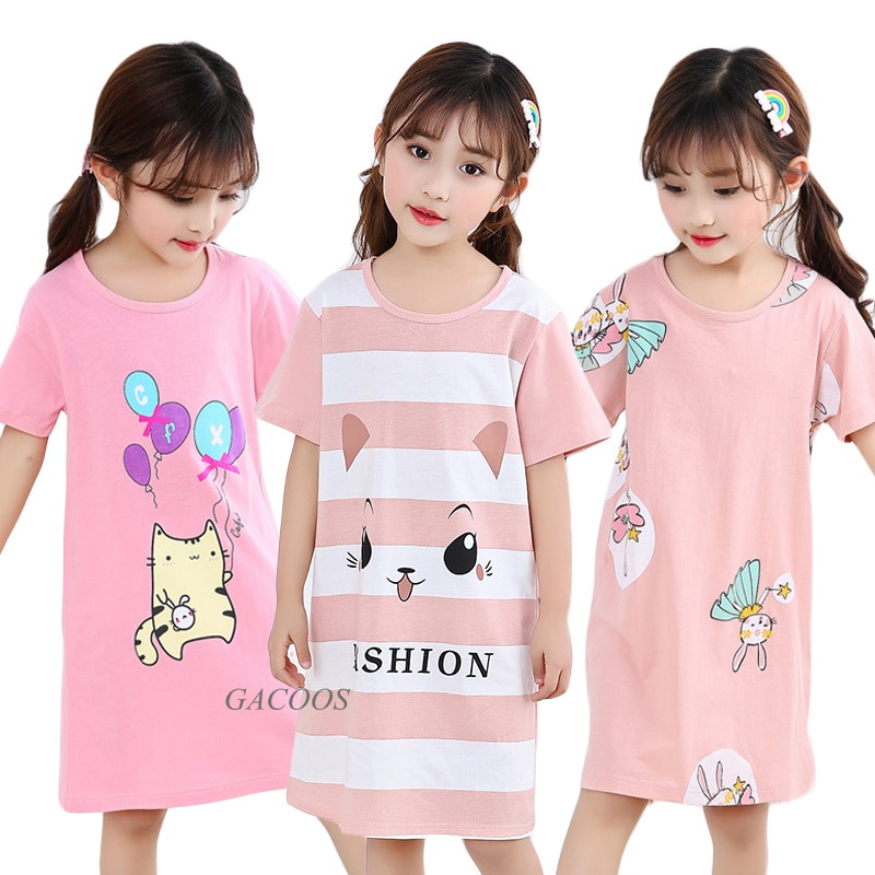 Fashion Children Clothing Summer Girls Dresses Baby Pajamas Cotton Princess Nightdress Girl Sleepwear Kids Unicorn Nightgown