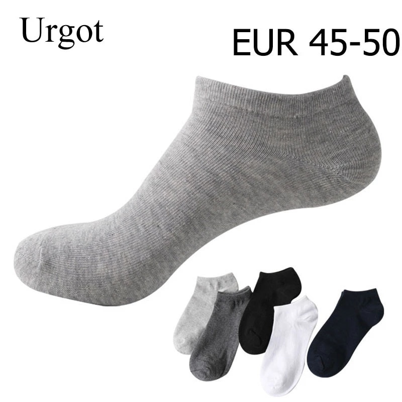 Urgot 10 Pcs=5 Pairs Men's Cotton Socks Large Big Plus Size 45,46,49,50 Business Ankle Socks Classic Sox Meias Calcetines H
