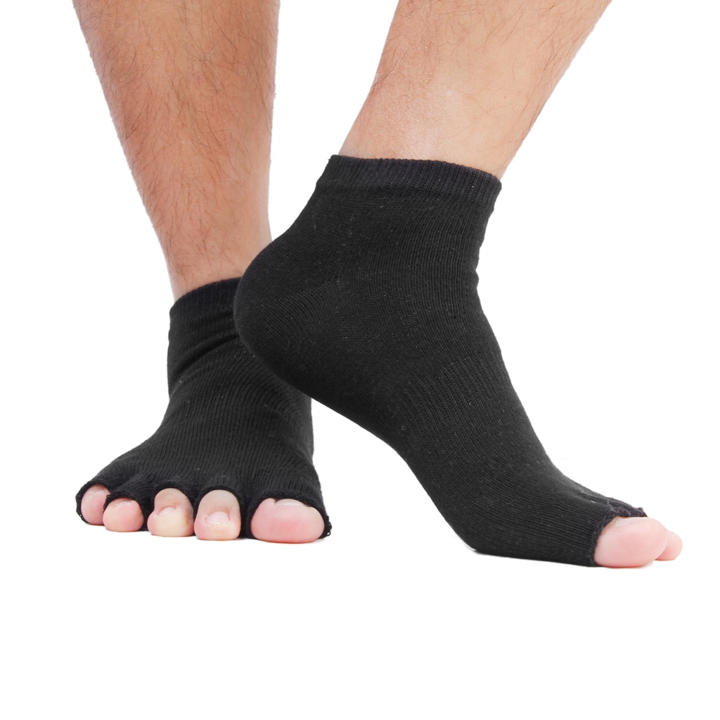 1 Pair Black Unisex Five Fingers Open Toe Socks Mens Ankle Socks for Men Women Anklet Grip Gym Yoga Pilates chaussette