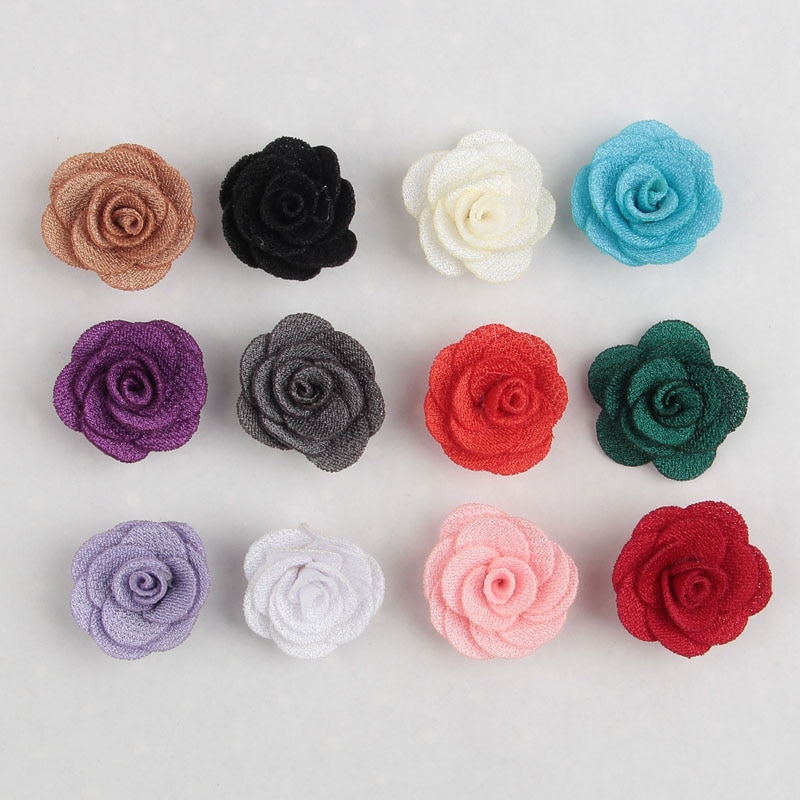 Yundfly 10pcs 1.5cm Mini Felt Rose Flower for Hair Accessories Artificial Ruffled Fabric Rose Flowers For Baby Headbands