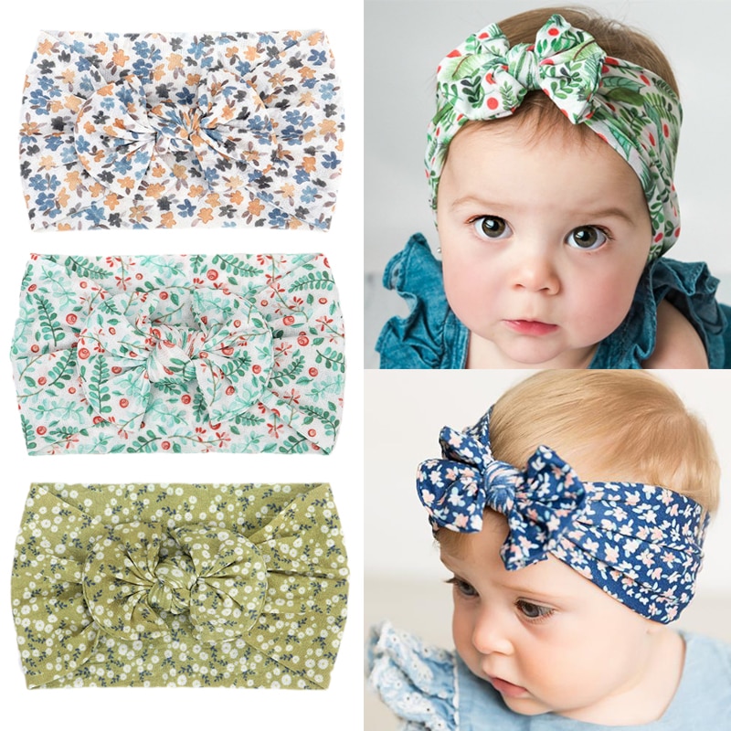 Soft Baby Headband Nylon Children Hair Band Newborn Seamless Fruit Floral Printed Tie Knot Headwrap Accessories Toddler Hot Sale