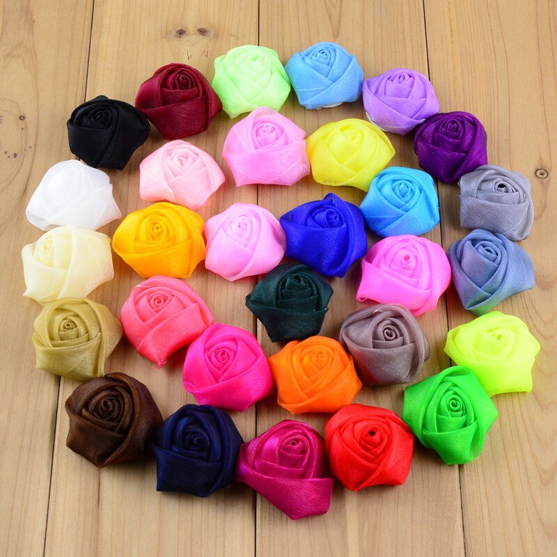 Yundfly 10pcs Mesh Rose Bud Flower for DIY Hair Accessories Mini Rosette Flower for Baby Girls Hair Accessories
