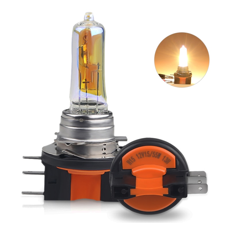 1pcs H15 Car Halogen Lamp bulb h15 15/55W Super bright High low beam 2300k Golden Yellow Auto Headlights Fog Light Car Styling