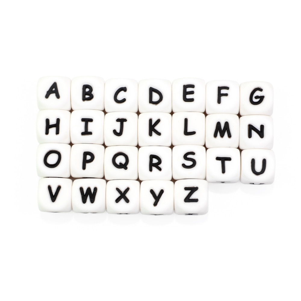 Joepada 10Pcs Letter Silicone Beads 12mm Chewing Alphabet Baby Teether For DIY Personalized Name Teething Pacifier Chain