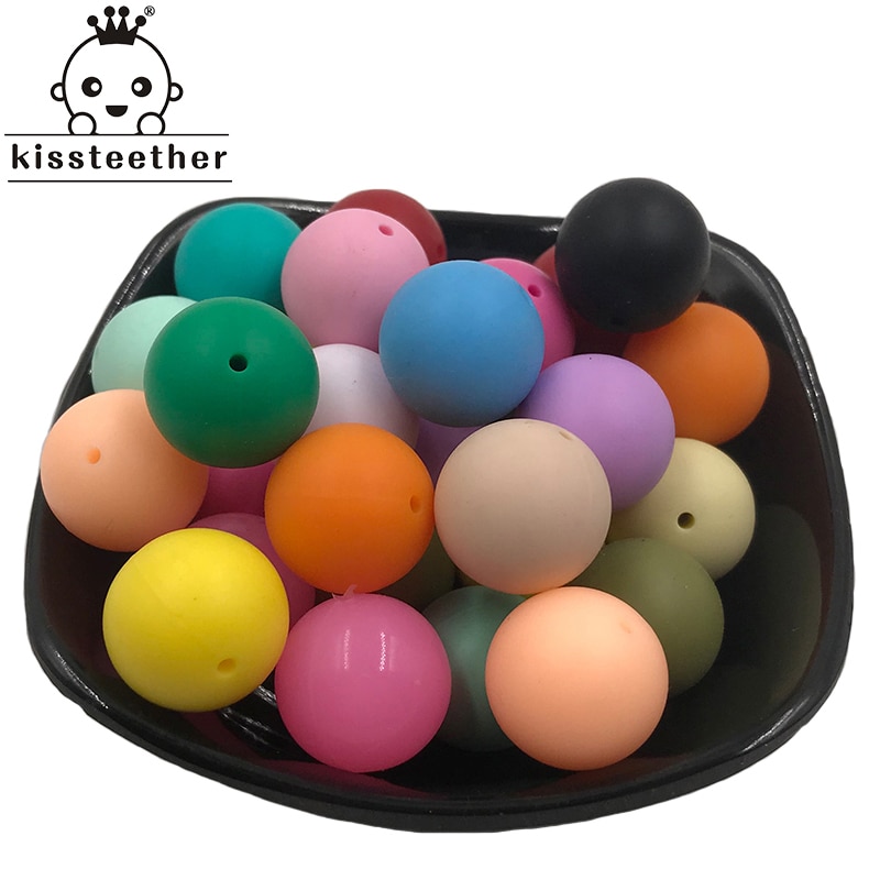 50pc Silicone Baby Teething Teether Beads 19mm Safe Food Grade Care Chew Round Silicone Beads Necklace
