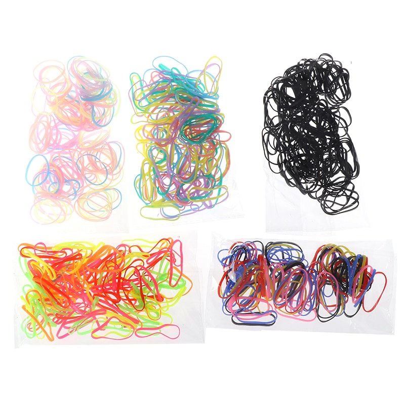 100pcs/bag Girls Colourful Ring Disposable Elastic Hair Bands Ponytail Holder Rubber Band Scrunchies Kids Hair Accessories