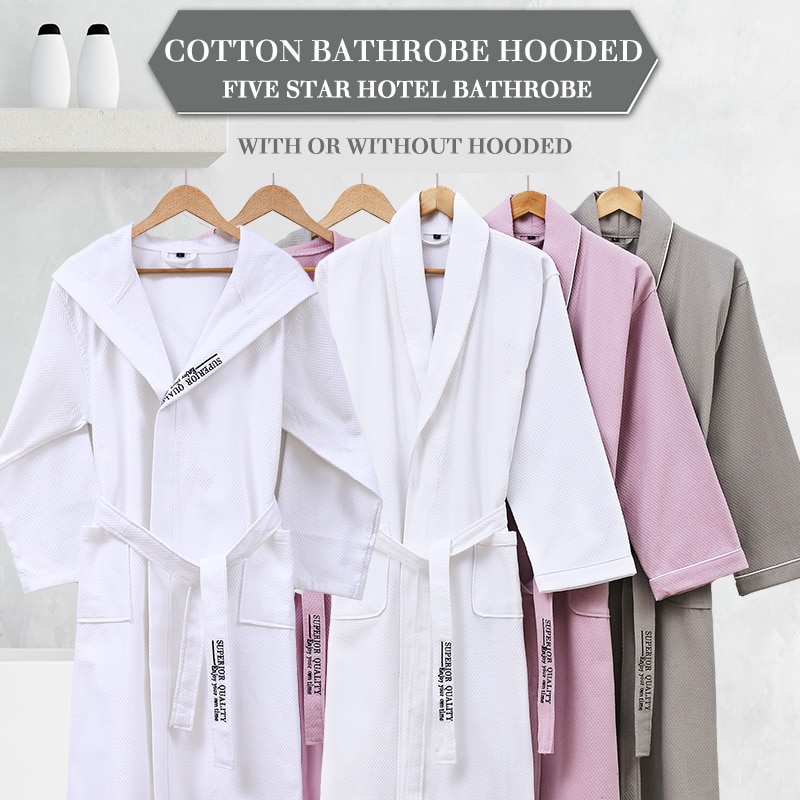 Cotton Waffle Bathrobe Men Summer Long Hooded Bridesmaid Men's Robe Bride Male Kimono Thin String Bathrobes Couple Loose Ho