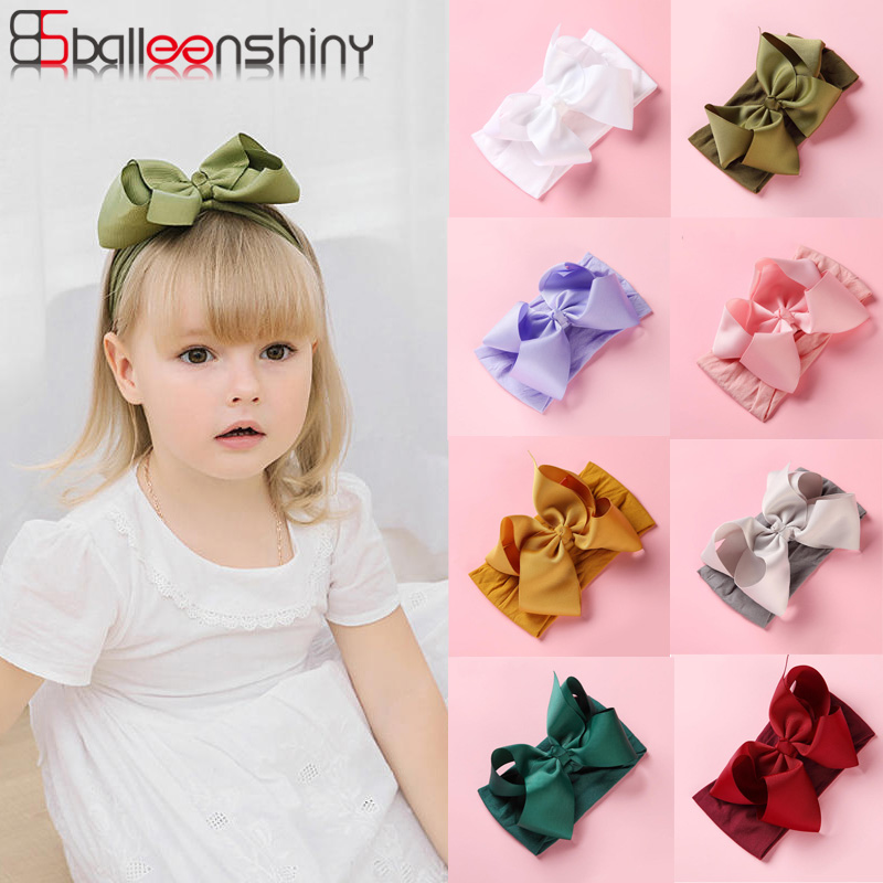 Balleenshiny DIY Nylon Baby Headband Large Size Ribbon Bow Children's Hair Accessories Colorful Princess Hair Band Headdres