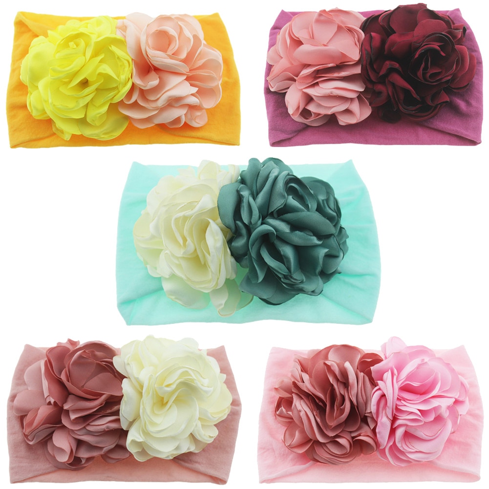 NEW Newborn Toddler Baby Girls Head Wrap Double Burning Flowers Knot Turban Headband Hair Accessories Birthday Gifts