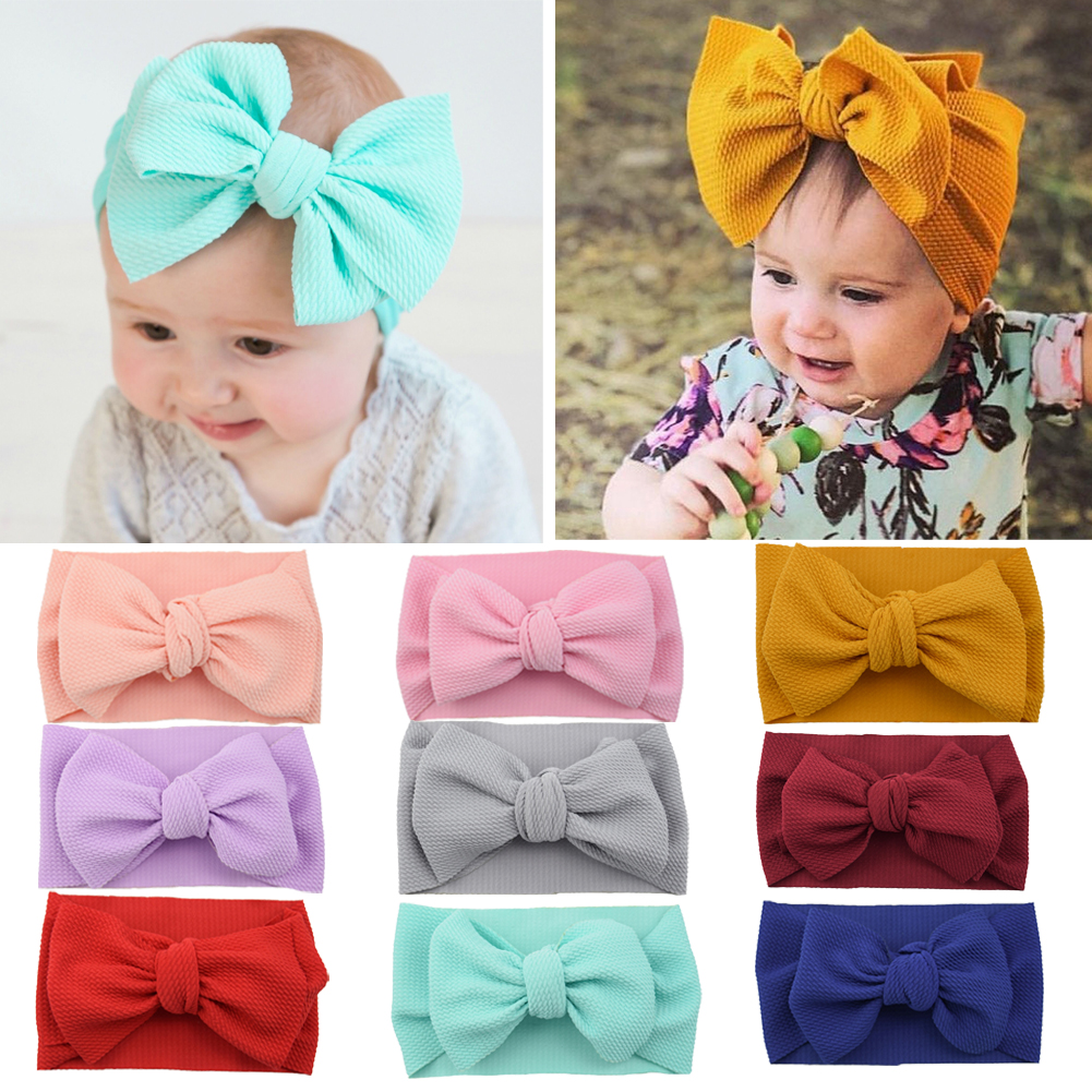 2019 Brand New Kids Baby Girl Bowknot Headwear Solid Newborn Children Girl Headband Toddler Elastic Hairband Solid