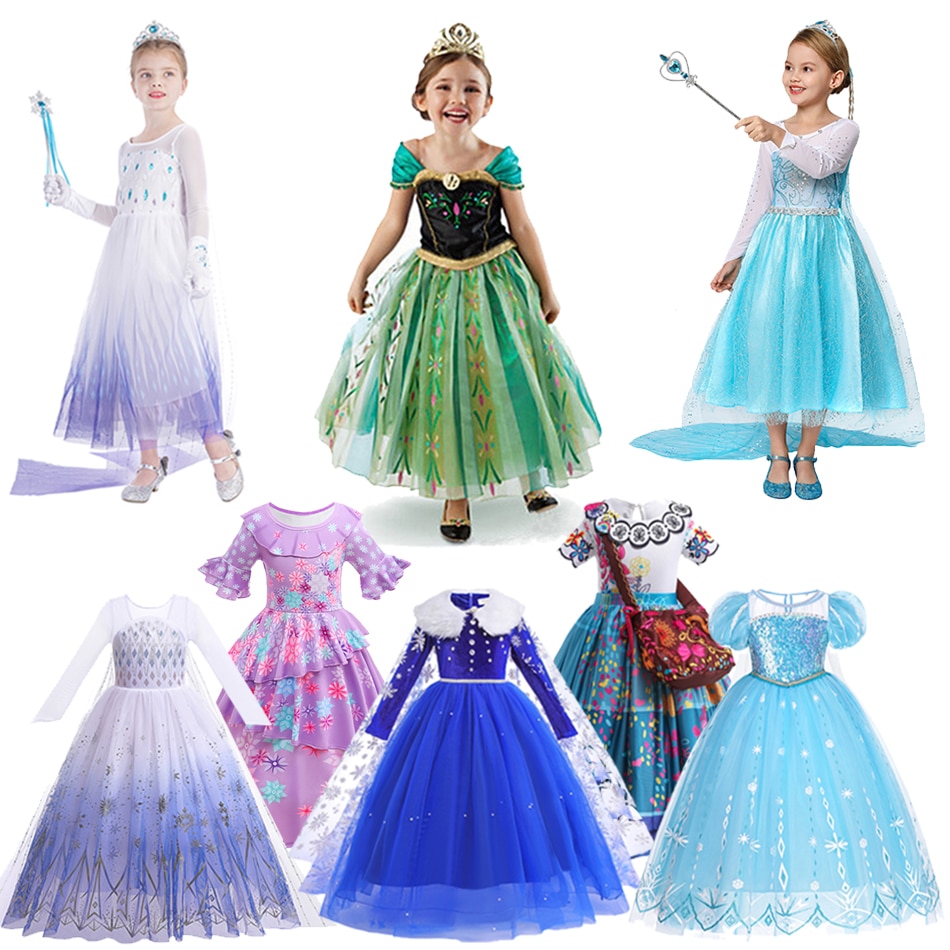 Anna Elsa Girls Dress Cosplay Frozen Snow Queen Princess Dress For Girl Costume Baby Children Clothes Kids Carnival Party Dress