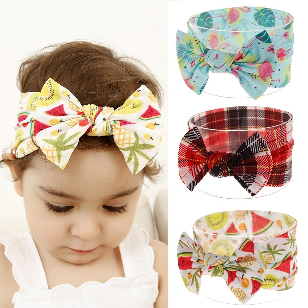 Yundfly New Baby Girls Big Bowknot Nylon Headband Children Knotted Headwrap Kids Hair Accessories
