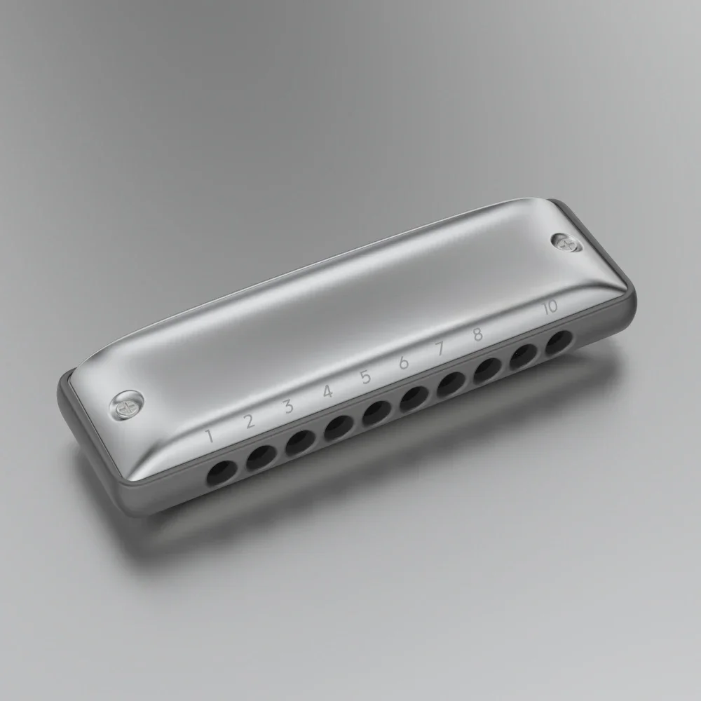 KONGSHENG M1MARS Round Hole 10-hole Diatonic Harmonica Plastic Aluminium Comb Major Paddy Natural