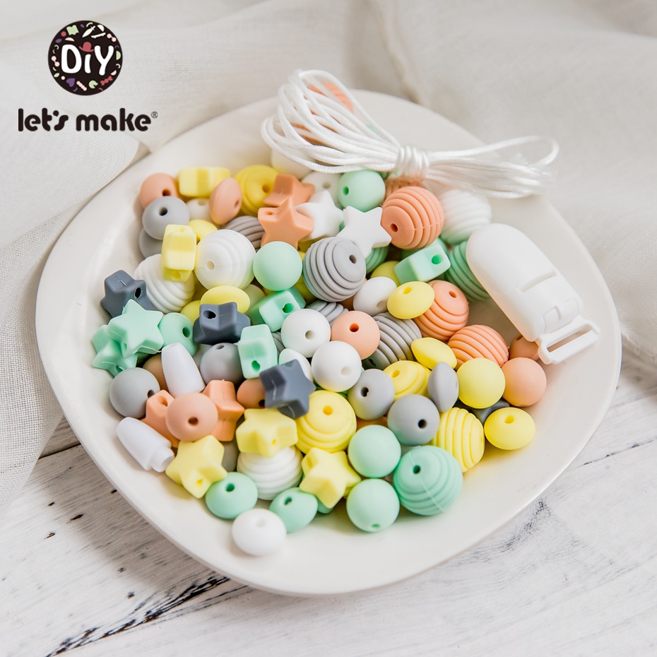 Let's Make 1Set Baby Pacifier Chain DIY combination Silicone Holder For Nipples Baby Teether Necklace Accessories Pacifier 